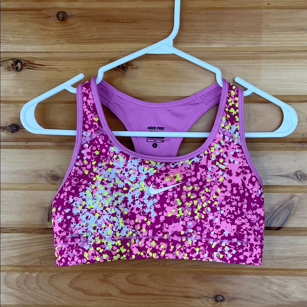 Nike Pink and Yellow Sports Bra